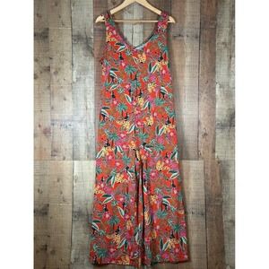 Cuddl Duds Orange Tropical Print Jumpsuit
